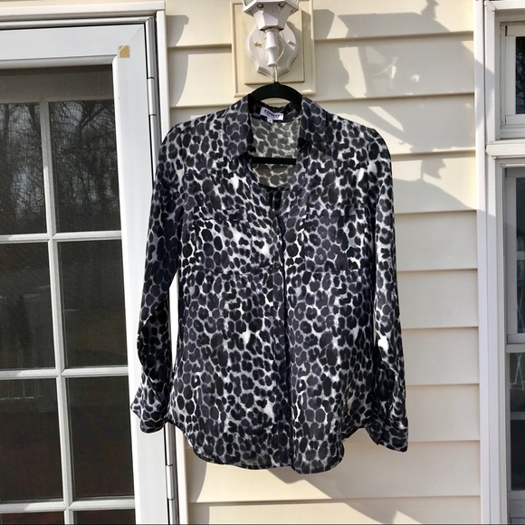 Express Leopard Print Button Down Blouse - Picture 1 of 5
